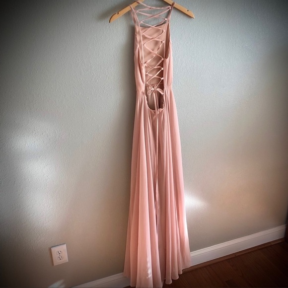 Lulus peach back strap maxi dress brides maid prom - Picture 10 of 11